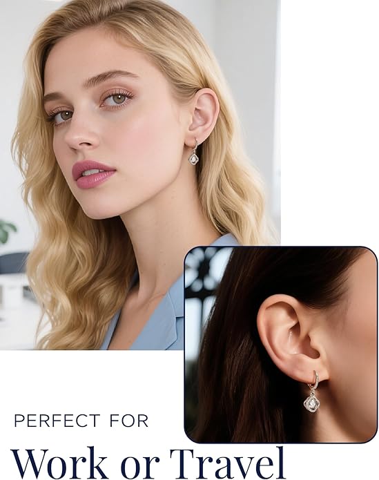 MomentWish Dangle Earrings for Women-925 Sterling Silver Moissanite Earring, Women's Gift for Valentine Birthday, D Color VVS1 Dancing Moissanite Hoops