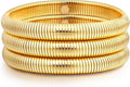 Gold Bangle Bracelets For Women Non Tarnish 14k Gold Plated Stackable Chunky Gold Bracelet Set Stretch Trendy Elastic Snake Chain Bracelet