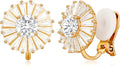 Clip on Earrings Women, 14K Gold Hoop Clip-On Earrings for Women, Hypoallergenic Non Pierced Croissant Earrings