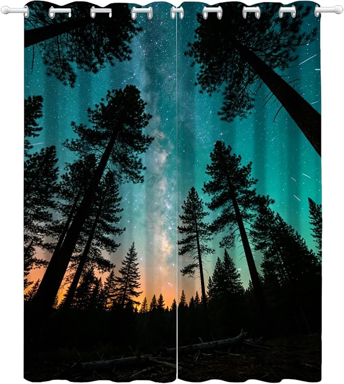Forest Curtains, Milky Way Meteor Blackout Curtains 96 Inch Long, Pine Forest - Image 4