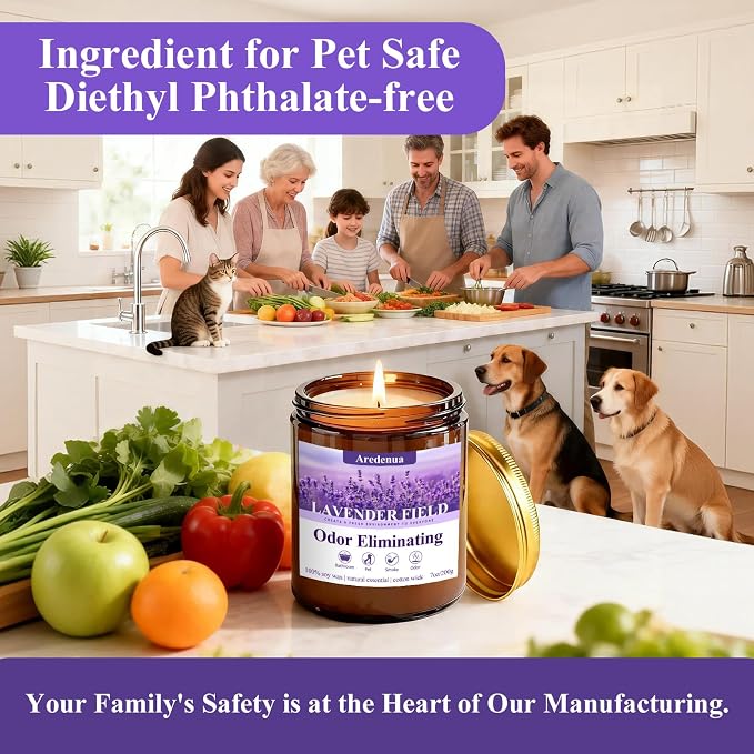 Lavender Odor Eliminating Candles, 7 oz Soy Scented Candle - Image 2