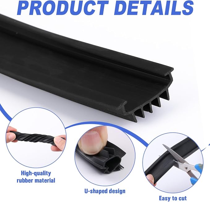 Nuanchu 1 Pcs U Shaped Rubber Door Bottom Sweep, 48 Inch, Noise Reducing - Image 3
