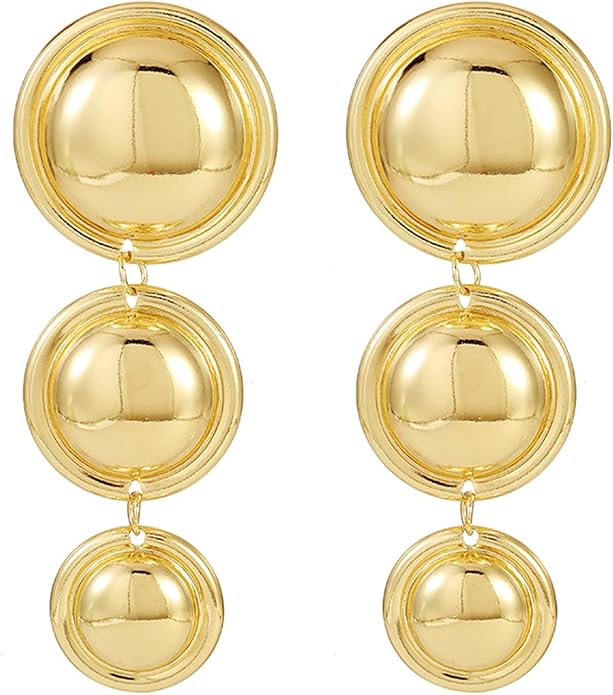 Chunky Gold Earrings for Women - Hammered Gold Plated Dangle Drop Jewelry Gifts