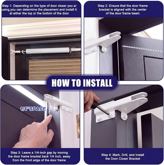 4 Pcs Aluminum Jamb Bracket Aluminum Screen Door Closer Bracket Storm Hardware - Image 4