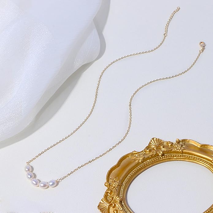 Zeffy Pearl Necklace 4MM/6MM/8MM Dainty Round Imitation Pearl Choker Necklace Wedding Pearl Necklace Delicate Jewelry for Women Simple Bridesmaid Jewelry Gifts
