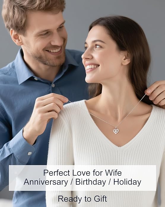 InfinityLove Heart Pendant Necklaces for Women, 2-5 Carat Moissanite Heart Necklace, Anniversary Birthday Christmas Valentine Engagements Mothers Day Jewelry for Wife Her Girlfriend Mom Daughter