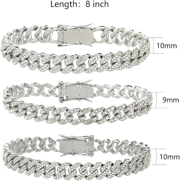14K Gold Plated Ankle Bracelets for Women Cuban Link Anklets Plus Size Silver Ankle Bracelet Layered Link Anklet Set Rhinestone Bling Anklets Silver Jewelry for Women Gift Set