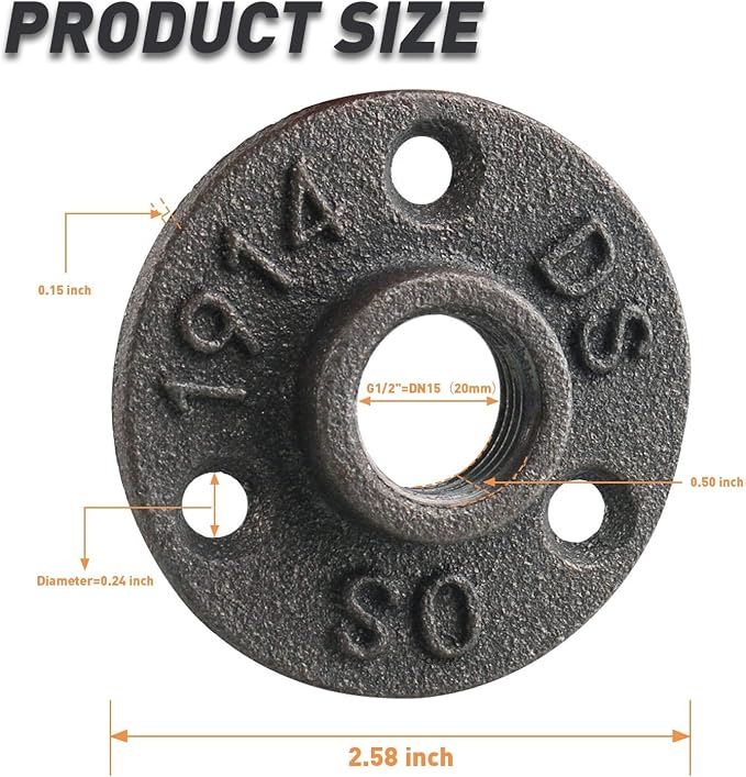 1/2" Floor Flange, Home TZH Malleable iron Pipe Fittings - Image 2