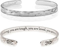 Carviell Engraved Cuff Bracelets for Women – Inspirational, Friendship, Love, Mom, Daughter, Sister, Christian, Graduation, Memorial & Wedding Gifts – 80+ Phrases – Stainless Steel, Gift-Ready
