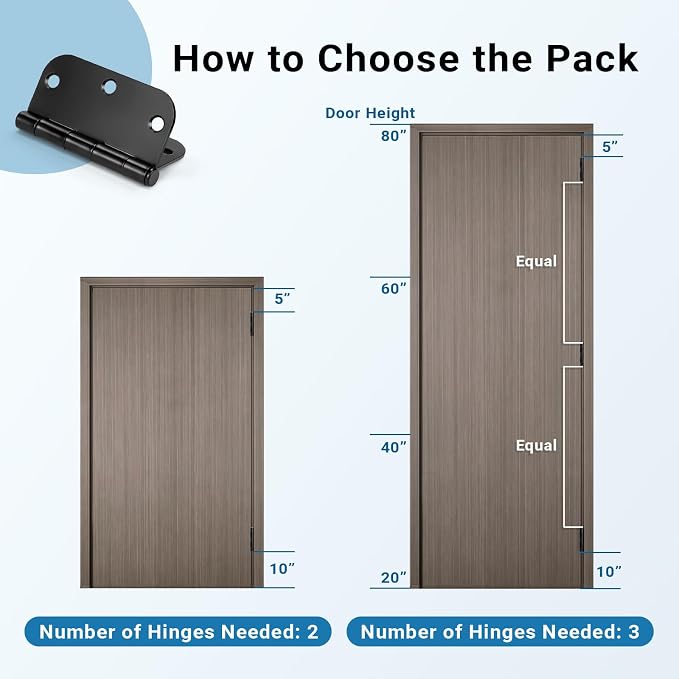 KNOBWELL Matte Black Door Hinges, 3.5" x 3.5" Interior Door Hinges, 48 Pack | - Image 6