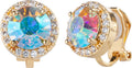 Aloha Earrings Round Halo Crystal Clip On Stud Earrings