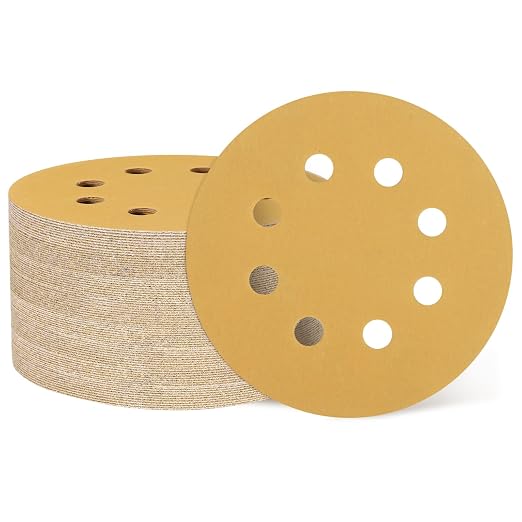 HARFINGTON 200Pcs 5Inch Sanding Discs 600Grit Yellow Aluminum Oxide 8 Hole | by HARFINGTON