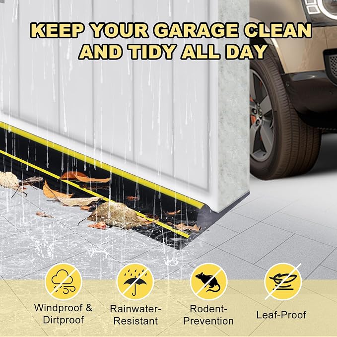 DGSL 16FT Garage Door Threshold Seal, 0.7" Heavy Duty Rubber Door Seal | Bottom - Image 5