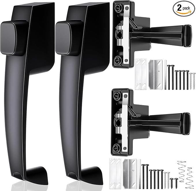 2 Sets Black Zinc Alloy Storm Door Push Button Latch Kit | 2-pack heavy-duty by Unknown