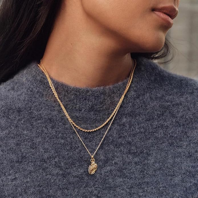 Natural Seashell Shell Scallop Pendant Choker Necklace Adjustable 18K Gold Plated Cable Chain Handmade Jewelry for Women Girls
