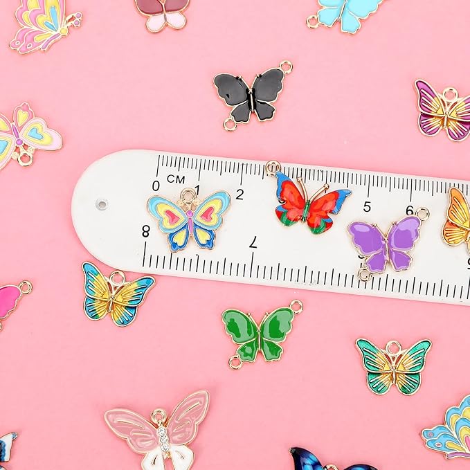 MARFOREVER 40Pcs/20 Pairs Butterfly Charms, Mixed Butterflies Charms for Jewelry Making, Assorted Enamel Butterfly Charm Pendants for Necklace Earring Bracelet Crafting