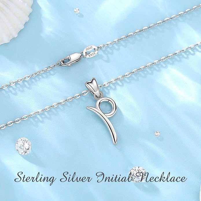 EUDORA Sterling Silver Initial Necklaces for Women, Classic 26 Letter Neckless Gifts for Girls, Sister, Mother Daughter, 18 inch Chain