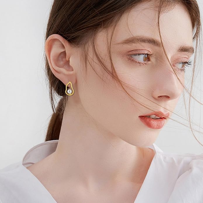 VONALA Silver/Gold Seashell Pearl Dangle Earrings 925 Sterling Silver Beach Drop Dangle Earrings Starfish Leverback Earrings Ocean Jewelry Gifts for Women