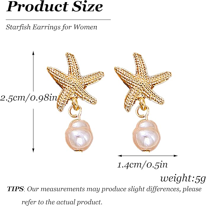 Seashell Starfish Earrings Beach Jewelry for Women Pearl Drop Shell Earrings Ocean Beachy Fashion Accessories Womens Summer Outfits 2026 Tropical Vacation Outfits Beach Vacation Clothes Dresses