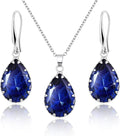 Linawe Crystal Jewelry Sets for Women, Imitation Diamond Pendant Necklace, Rhinestone Drop Dangle Earrings, Birthstone Cubic Zirconia Matching Wedding Jewelry, 14K Gold/Rose Gold/Silver Tones