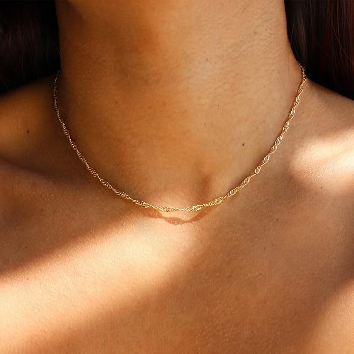 CHESKY Layered Necklaces for Women, 14K Gold Plated Chain Necklace Women Trendy Cuban Link Paperclip Chain Toggle Clasp Necklace Fashion Chunky Jewelry for Women