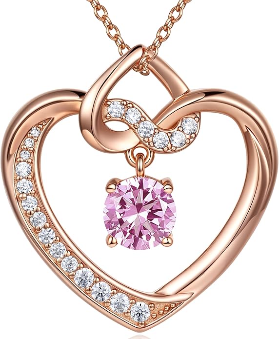 Heart Birthstone Necklaces Gifts for Women Wife, Jewelry for Women Wedding Anniversary Birthday Gifts for Wife Girlfriend Mom Christmas Valentines Gifts S925 Sterling Silver