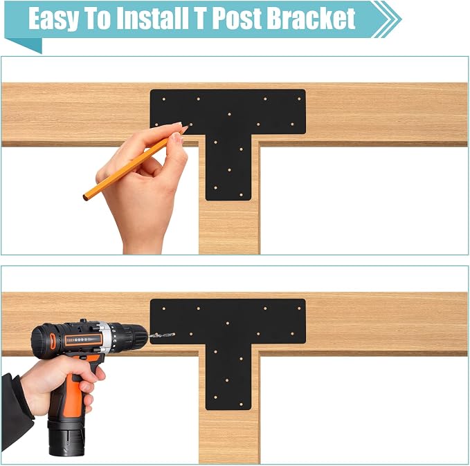 2 Pcs 16.9"x 5" T Post Bracket for Pergola | Mending Plate Fit 6x6|8x8 - Image 4