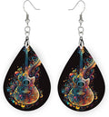 Teardrop Wood Earrings Light Weight Printed Image Dangle Jewelry, Fun and Funky