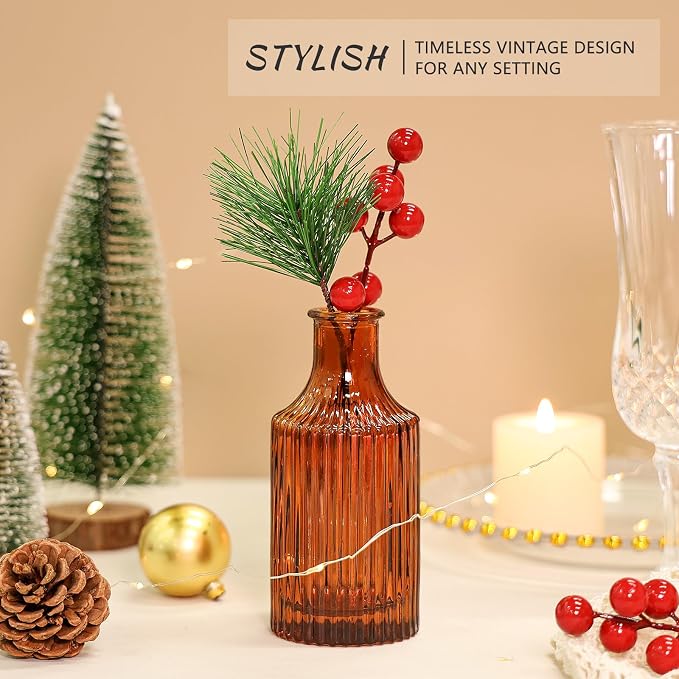 SUPMIND Glass Bud Vases Set of 5, Small Dark Brown Flower Vases in Bulk | Amber - Image 5