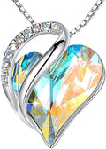 Leafael Valentine's Day Gift Necklaces for Women, Infinity Love Birthstone Heart Crystal Pendant, Birthday Anniversary Jewelry for Wife, Mom, and Her, Silver Plated, 18" + 2" Adjustable Chain