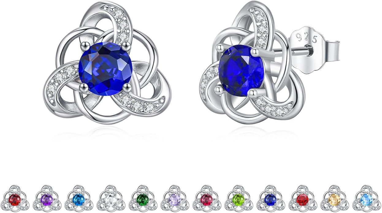 MEDWISE 925 Sterling Silver Birthstone Stud Earrings for Women Birthday Jewelry Gifts for Daughter Mother Women Valentines Day Gifts for Her