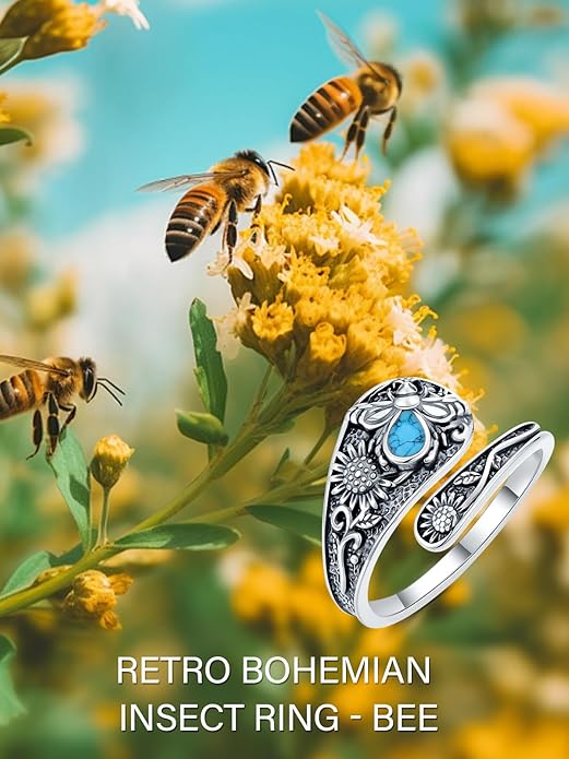 JKR Turquoise Spoon Rings for Women Sterling Silver Vintage Antique Thumb Ring Boho Jewelry Anniversary Birthday Gift for Wife Her Mom