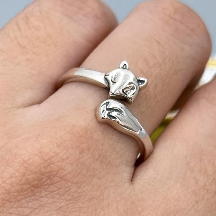 Adjustable Rings 925 Sterling Silver Jewelry Witch Hat Fox Dolphin Butterfly Dragonfly Spoon Ring Gifts for Women Men Lover Anniversary Birthday Graduation Christmas Valentine's Day Mother's Day