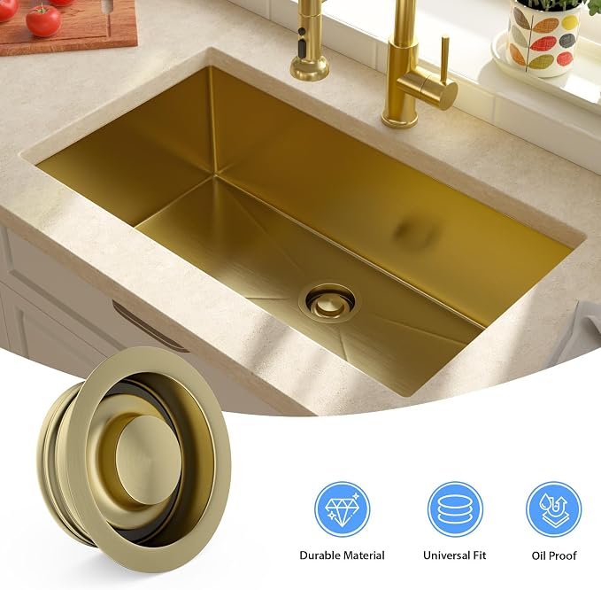 Lordear Gold Sink Flange for Garbage Disposal Set, Stainless Steel Strainer - Image 3