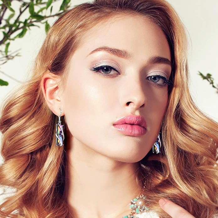 12 Pairs Teardrop Druse Crystal Drop Dangle Earrings for Women Cubic Zirconia Huggie Hoop Earring Jewelry Set Christmas Gifts