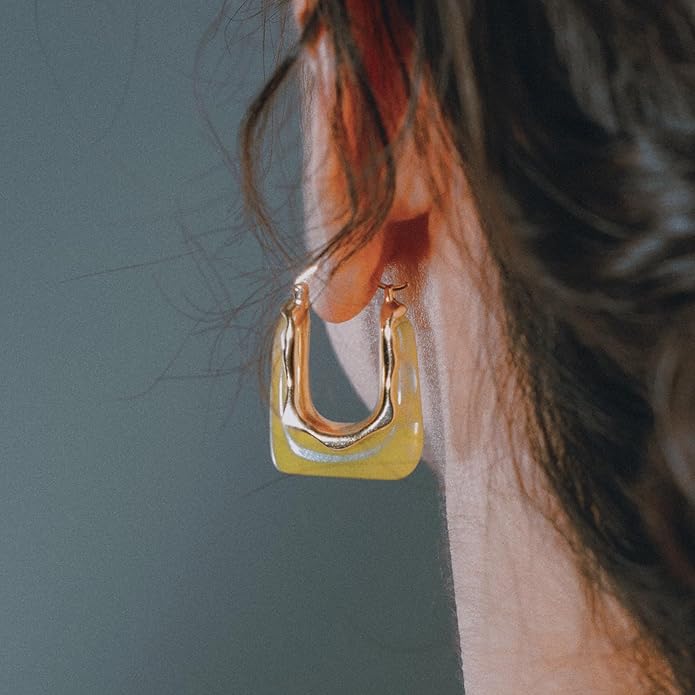 Acrylic Hoop Earrings Chunky Huggie Statement Vintage Earrings Cute Resin Drop Earring Trendy Jewelry Gifts for Women