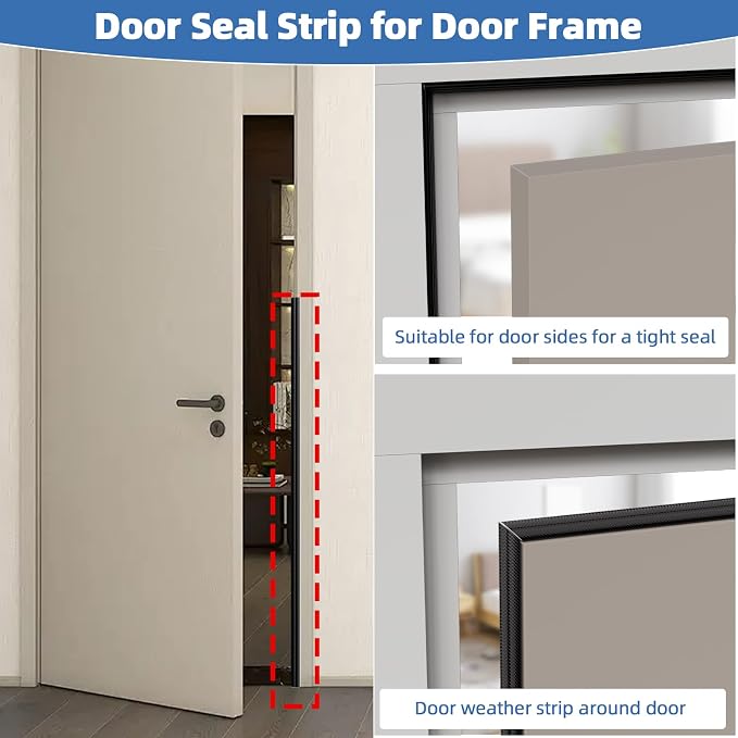 2Pcs x196”Black Wedge Weather Stripping Door Seal Strip - Image 4