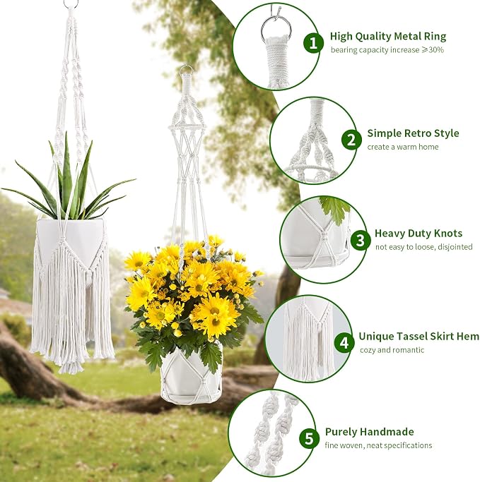 SFENNGPET Macrame Plant Hangers, handmade macromay plant hangers, indoor flower - Image 2