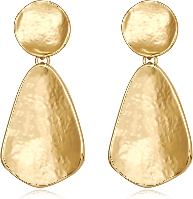 YUJIE Gold Plated Earrings for Women Geometric Chunky Dangle Earring Trendy Silvery Two-Tone Statement Jewelry