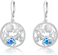 Turtle Earrings for Women S925 Sterling Silver Hawaii Blue Opal Sea Starfish Dangle Earring Tortoise Drop Animal Statement Ocean Summer Beach Vacation Jewelry Mothers Day Christmas Gift