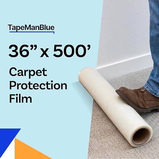 TapeManBlue Carpet Protection Film, 36 inch x 500 Foot roll, Self Adhesive - Image 2
