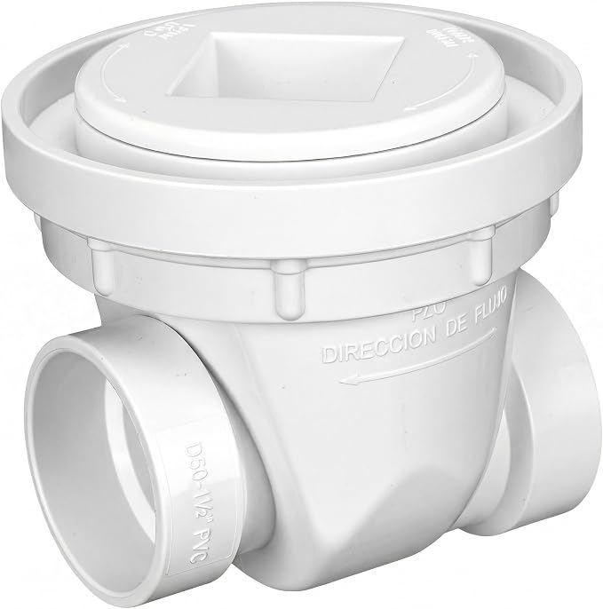 1 Pcs 1-1/2 Inch Backwater Valve White PVC Drain Backflow Preventer by Innconee