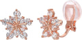 SELOVO Snowflake Flower Zircon Cubic Zirconia Clip on Stud Earrings for Women