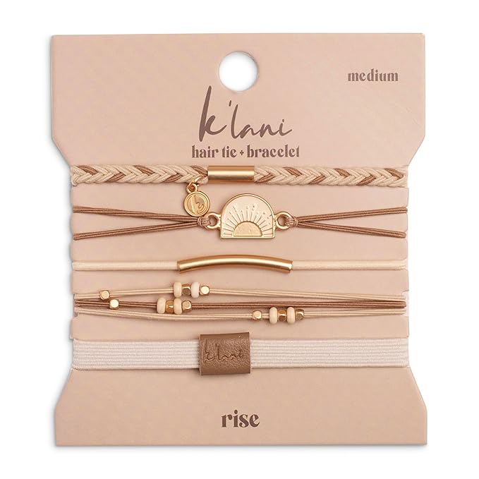 K'lani Hair Tie Bracelets for Women - Elastic Hair Bands That Double as Stylish Jewelry - Rise - Medium
