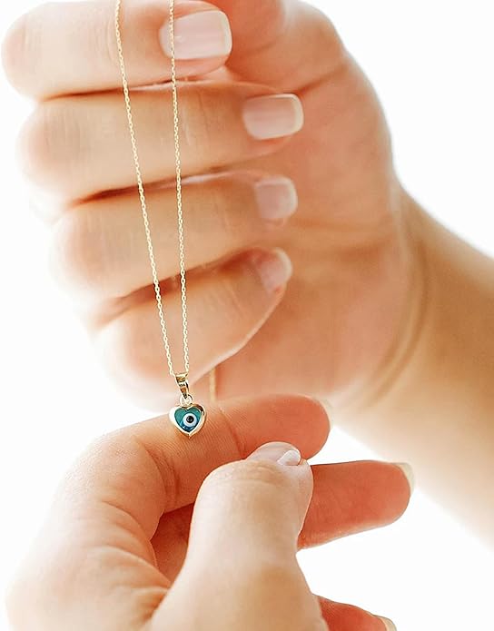 Evil Eye Necklace for Women 14K Gold Plated Delicate Necklaces Blue White CZ Diamond Pendant Necklace Cute Boho Tiny Evil Eye Lucky Protection Jewelry Gift for Women