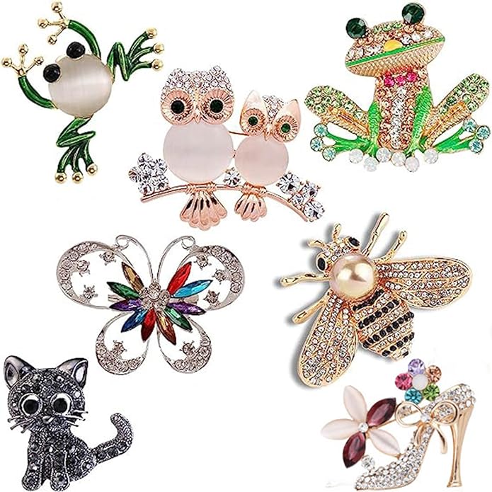 Animal-Shaped Rhinestone Brooch Set, Alloy Diamond Pin, Crystal Vintage Brooch, Animal Lapel Pin, Formal Pin Suitable for Men and Women