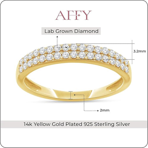 1/4ctw Double Row Band Ring, Lab Grown Diamond Wedding Band Ring For Women In 14k Gold Plated 925 Sterling Silver Jewelry Gifts For Her (0.25 Ctw)