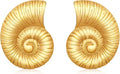 MISS RIGHT Gold Shell Earrings for Women, Stainless Steel Sea Shell Stud Seashell Earrings Beach Jewelry, Hypoallergenic Lightweight Summer Earrings