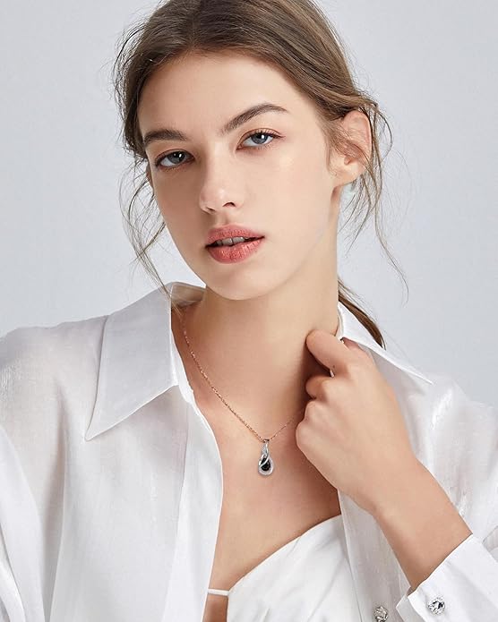 FANCIME TimelessTie Birthstone Necklace for Women White Gold Plated Sterling Silver Ribbon Design Jewelry Knot Pendant Fine Jewelry Gemstone Birthday Graduation Anniversary Valentines Day Gifts for Women Wife Mother Her