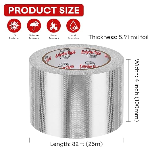 4" x 82Ft Aluminum Foil Heat Shield Tape Fiberglass Thermal Tape | High temp - Image 5